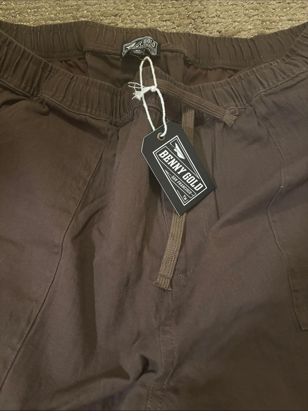 Benny Gold Men’s Brown Casual Shorts XL Elastic Waist Drawstring NWT Streetwear - Picture 4 of 7